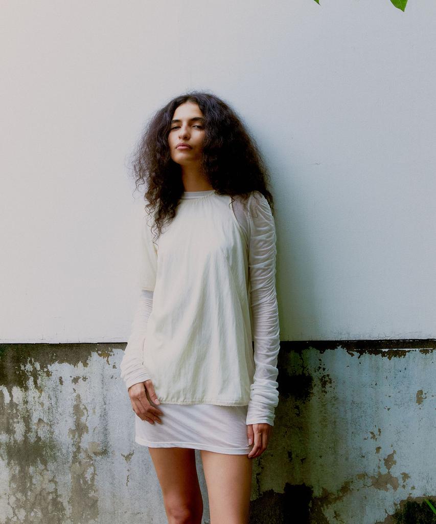 PROVO Asymmetrical Short Sleeve Blouse / Ivory