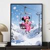 Disney Diamond Painting Kit DIY Round Home Wall Decor Adult Handmade Gift Minnie Winter Skiing Fun Snowflakes Sparkling Art (129 characters)
