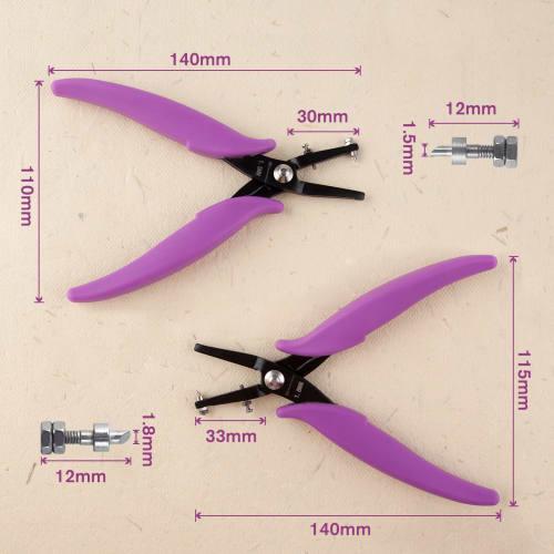 SPEEDWOX 2-Piece Set of 1.5mm and 1.8mm Hole Punch Pliers, Small Hole Punch, Single Hole Punch, Metal Hole Punch Tool with Spare Pins, Precision Hole