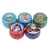 1Pcs Christmas Tinplate Round Candy Tin Can Candle Jars With Lid Candle Container Empty Box Cookie Candy Storage Gift Case