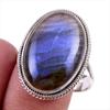 Natural Labradorite Gemstone 925 Solid Sterling Silver Jewelry Ring Size 10 D9o71