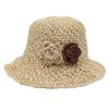 Весенне-летняя плетеная шляпа-ведро с цветком, дышащая, прохладная, с защитой от солнца, элегантная женская соломенная шляпа для рыбалки