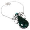 Emerald  Natural Malachite Gemstone 925 Sterling Silver Necklace 18" w5C34