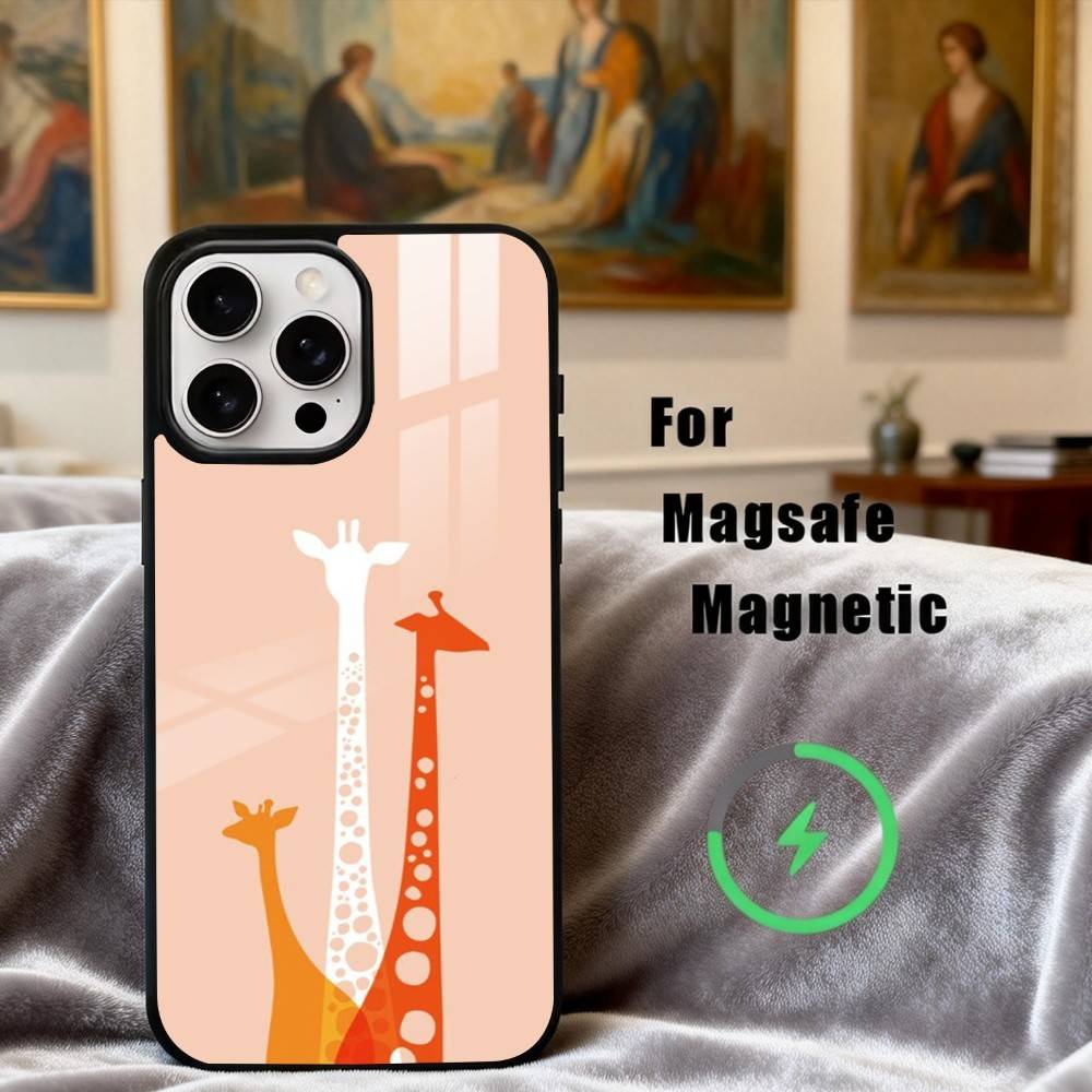 Высокая Жирафа Арт Чехол для Телефона для iPhone 17, 16, 15, 14, 13, 12, 11 Plus, Pro Max Магнитный Для Magsafe Беспроводной Зарядки