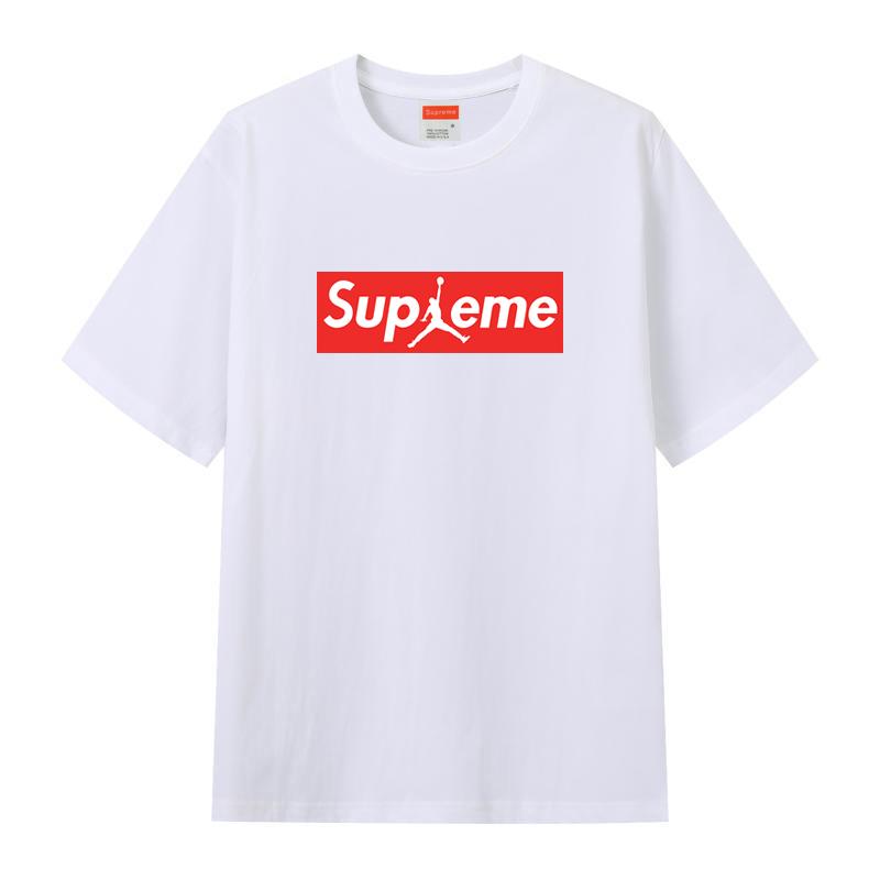 Футболка ZL06 Supreme 2025 из чистого хлопка с круглым вырезом и принтом, высококачественная парная футболка