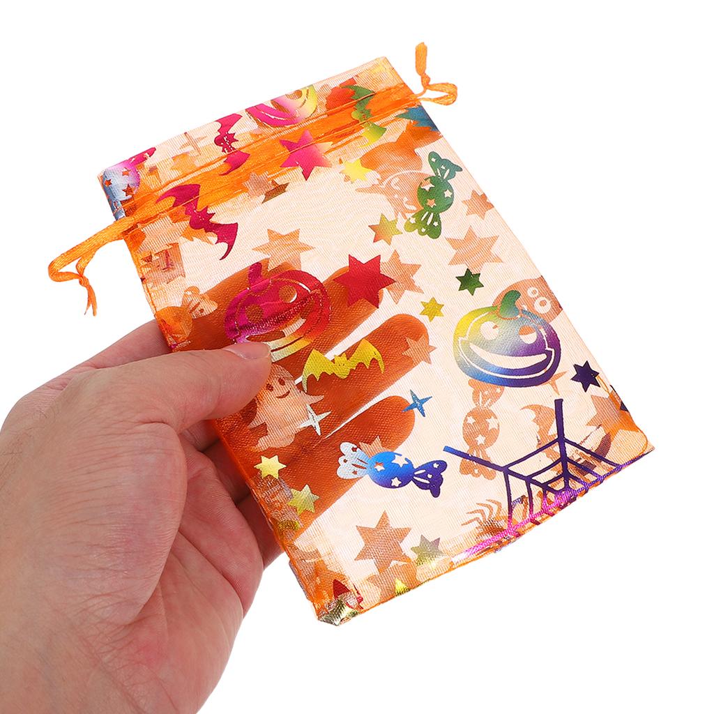 60 шт. Хэллоуин Подарок Паук Тыква Сетка Шнурок Органза Мешочки для Конфет Вечеринка Сувенир Для Угощений Закусок Прозрачная Сетка