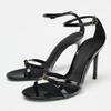 Black Sexy Heels Sandals for Women Fashion Summer Open Toe Narrow Strap Designer Shoes Luxury Brand Ankle Strap Banquet Shoes