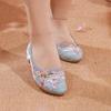 Fashion Women Low Heel Pointed Toe Cheongsam Embroidered Shoes Comfortable Shallow Mouth Cloth Shoes Daily