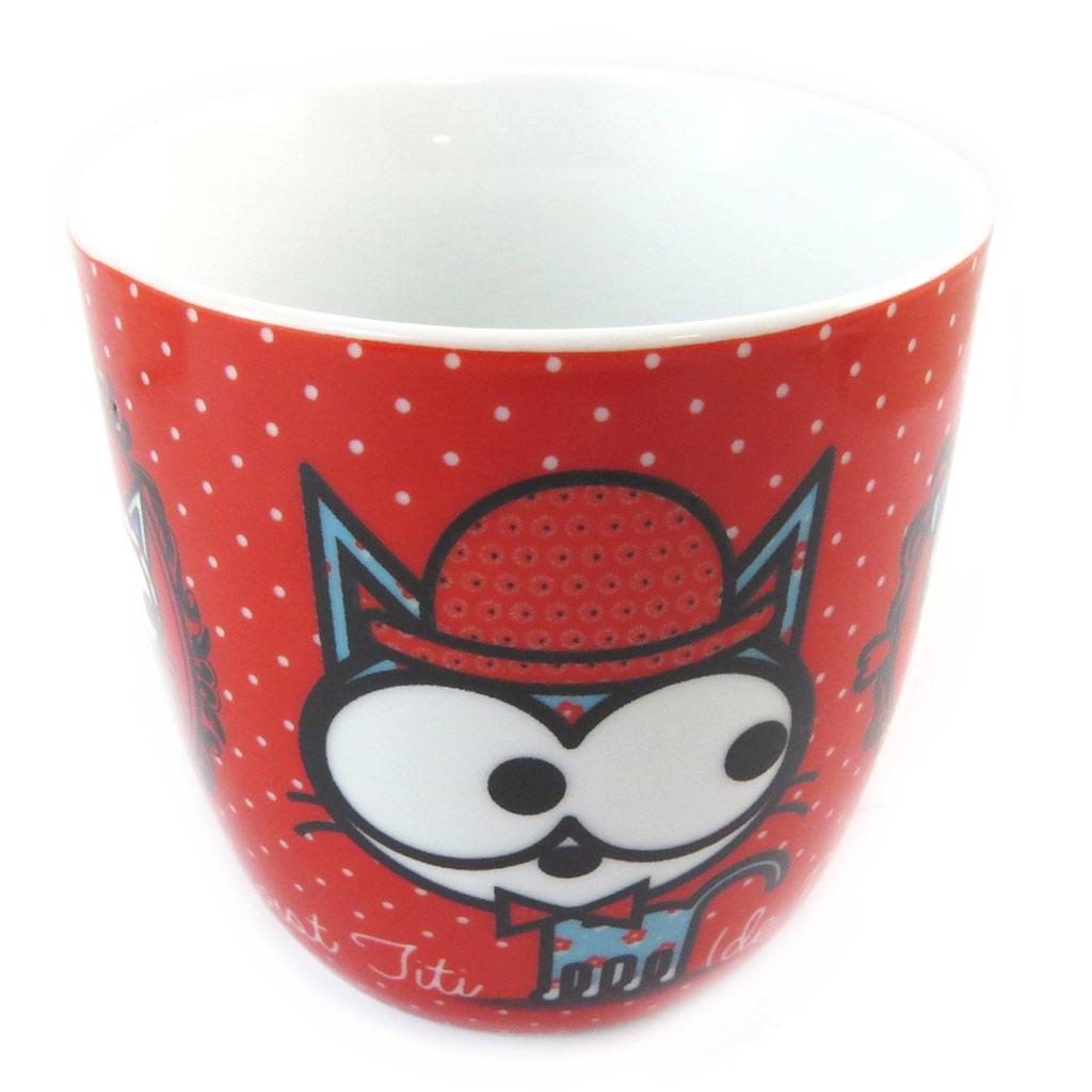 Les Trésors De Lily [N5666] - Porcelain Mug 'Dog and Cat Lolita' Red