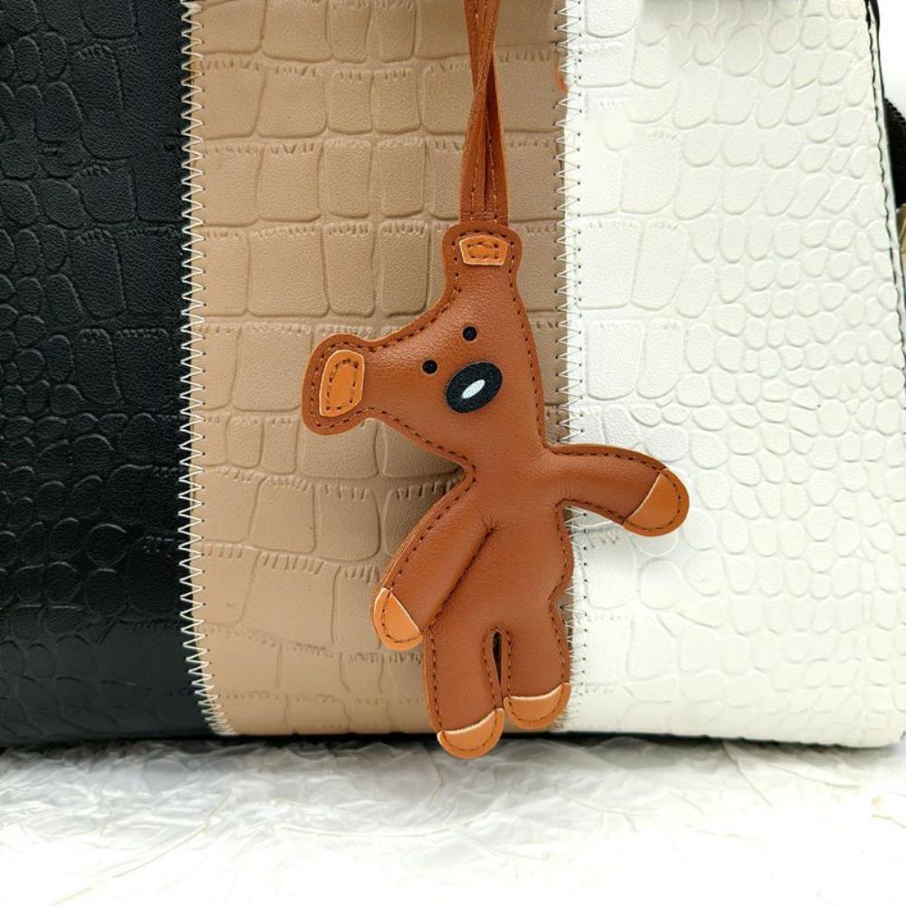 Подвеска-брелок для сумки в виде медведя из ПУ-кожи, мультяшный шарм для сумки, милая подвеска-кукла для телефона, украшения для сумки