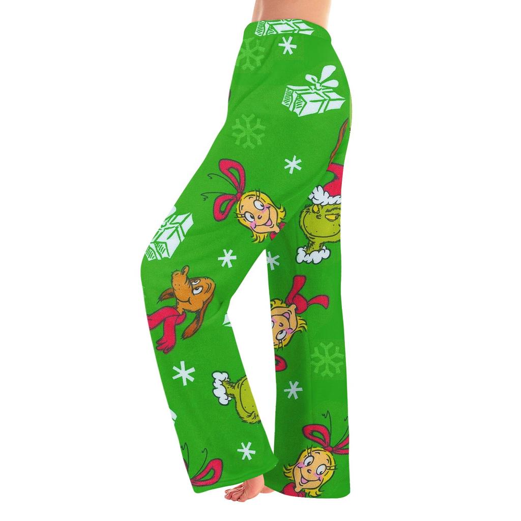 Детские зимние брюки, длинные брюки, фланелевые брюки с рождественским принтом