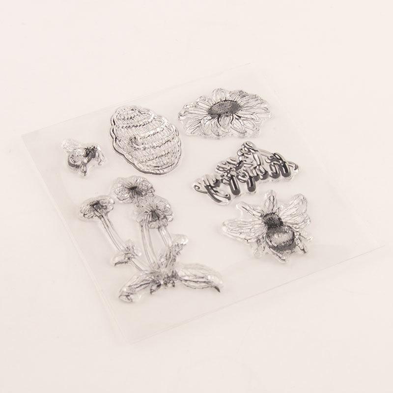 Прозрачные силиконовые прозрачные штампы с цветком Happy Bee для DIY Скрапбукинг альбом бумажная карта Honeybee