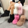 Fashion Women Faux Fur Boots Winter Fluffy Plush Warm Mid Calf Snow Boots Luxury Fashion Furry Boots Comfortable Outdoor Flat Shoes