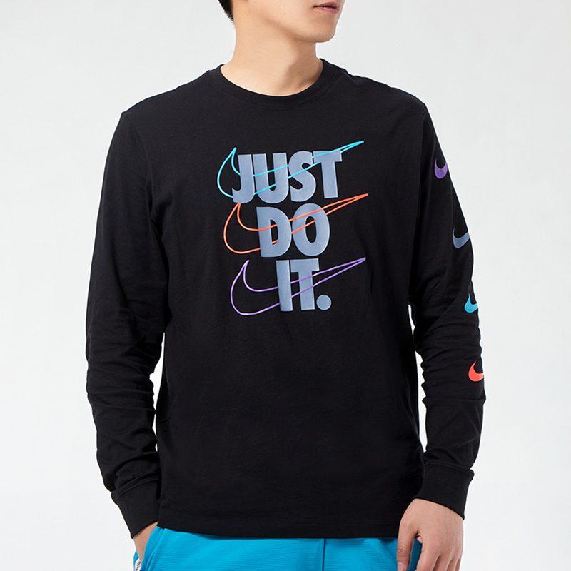 Nike T Shirts Men's Black Crew Neck Moderate Straight Fit DB6189-010