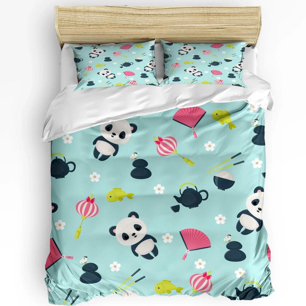 Лес Мультфильм Животные Мир Лиса Кролик Сова Комплект постельного белья 3 шт. Пододеяльник Наволочка Одеяло Покрывало Двуспальная кровать Домашний текстиль