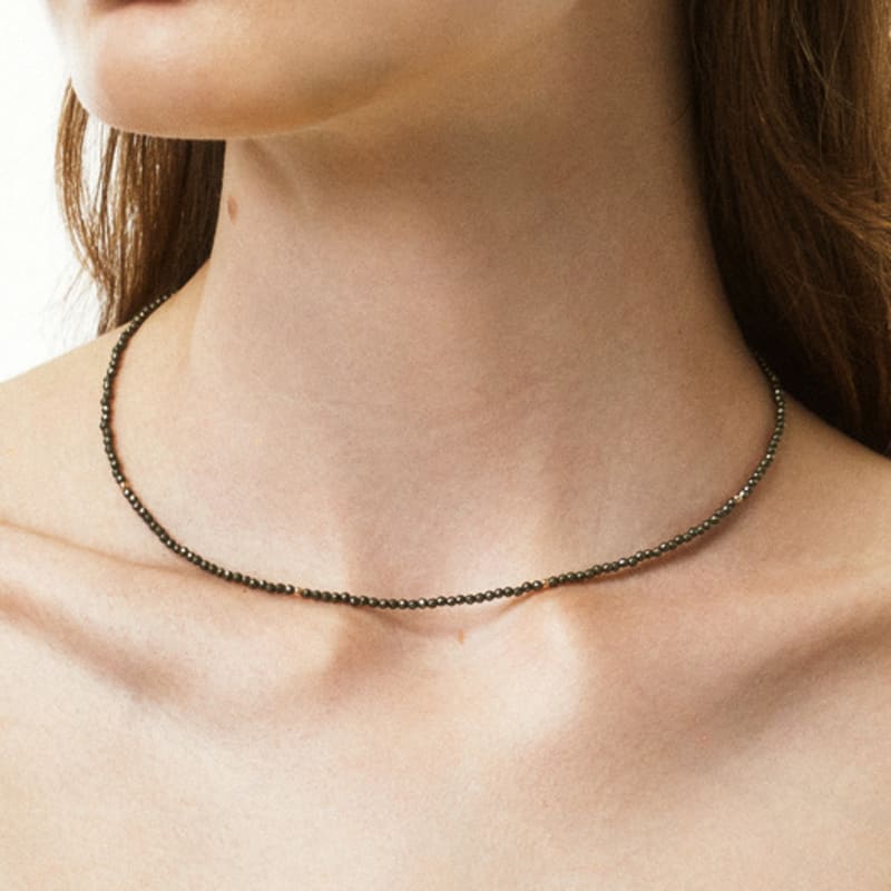 LUNNE 14k Natural Pyrite Gold Ball Necklace (14k Gold) #LFN16