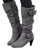 Knee-high Zipper Women's Modern Boots Women's Shoes High Quality New Pointed Toe Solid English Style Fashion Casual Plus Size 43