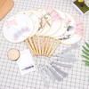 Chinese Style Round Fan With Wooden Handle Portable Printed Vintage Fan