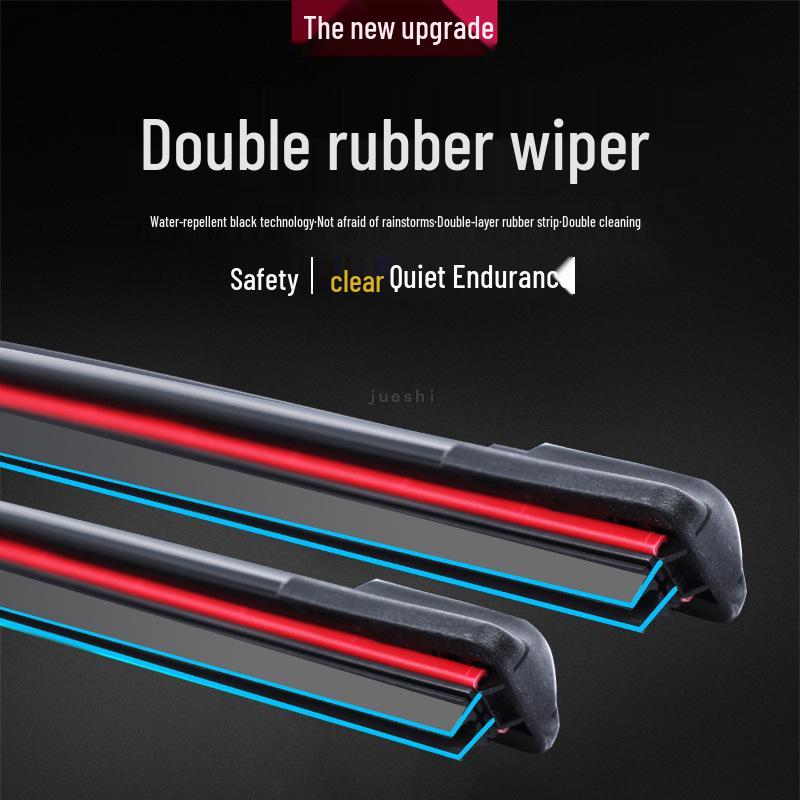 Durable Silent U-Hook Boneless Double Rubber Car Wiper Blade