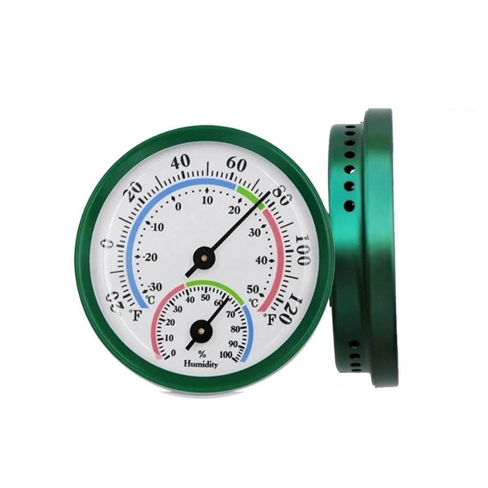 2 in 1 Gauge Mini Pointer Thermometer No Battery Required Diameter 58MM Temperature Meter Metal Case -30℃~50℃ Range