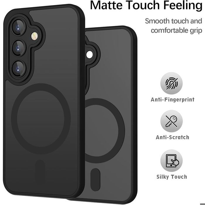 Coque pour Samsung Galaxy A57 5G, avec Anneau Magnétique Vitre Caméra - Translucide Noir