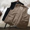 Женский жилет Осенний Теплый Эластичный Длинный Без рукавов Оверсайз Повседневный V-образный жилет