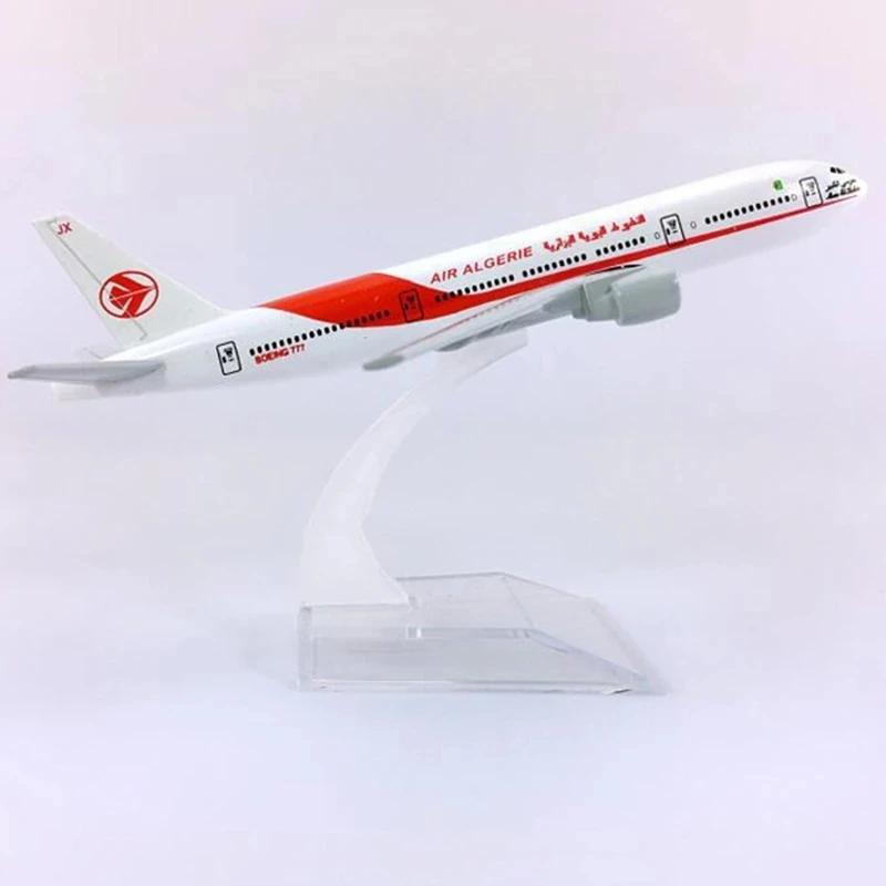 Модель самолета Boeing B777-200 авиакомпании Air Algeria Airlines, масштаб 1/400, 16 см, изготовлена ​​из сплава металла. Подходит для демонстрации в коллекциях для взрослых, мальчиков и детей.