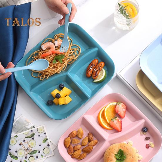 Прямоугольная обеденная тарелка, 3 отделения, пищевой полипропилен, можно мыть в посудомоечной машине, взрослые дети, завтрак, закуска, овощная еда, сервировочное блюдо, кухонные принадлежности