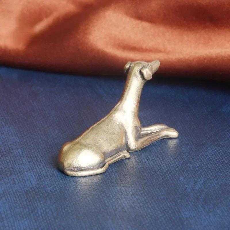 Винтажная латунная фигурка охотничьей собаки, лежащая на полу, настольное украшение, статуэтка животного со знаком зодиака, чайное домашнее украшение, аксессуары для рукоделия