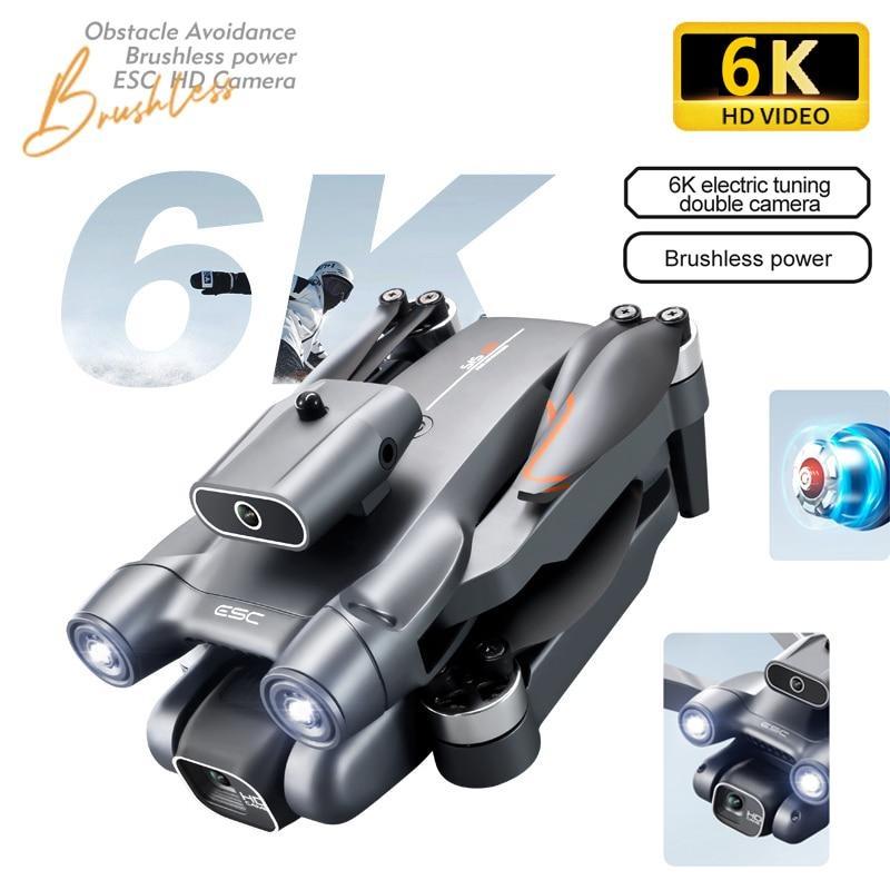 Новый Дрон S1S 6K HD с двойной камерой WIFI FPV Бесщеточный RC Дрон с оптическим потоком Складной квадрокоптер 3 км Четырехосный самолет RC Дроны