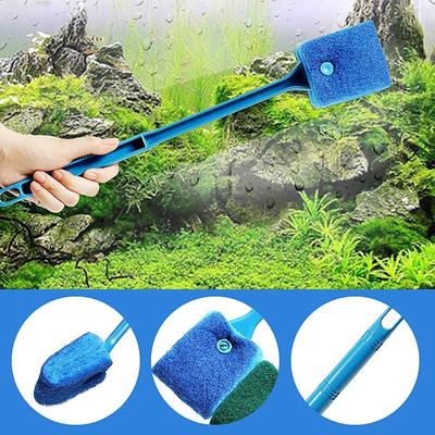 Аквариумная щетка для чистки стекол, губка для очистки водорослей, скребок для чистки аквариума со стальной ручкой, 1 шт.