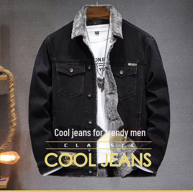Мужская зимняя джинсовая куртка American Retro Plus Velvet — модное, большого размера, толстое и теплое хлопковое рабочее пальто.