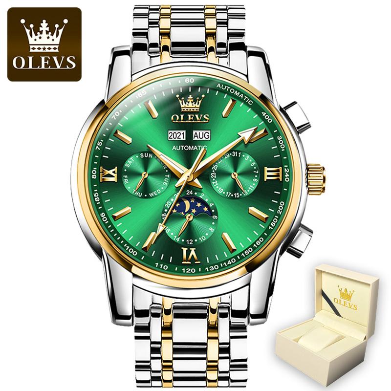 OLEVS 6633 с подарочной коробкой Роскошные автоматические механические часы Водонепроницаемые мужские часы