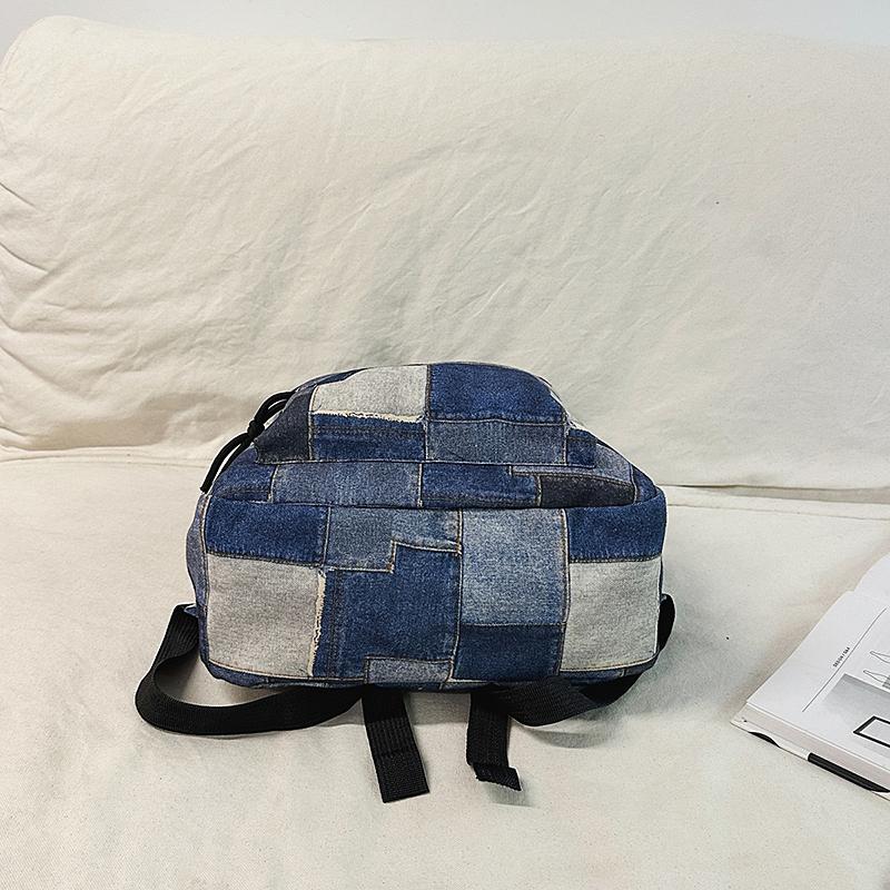 Студенческий школьный рюкзак контрастного цвета, женский джинсовый рюкзак, рюкзак большой вместимости