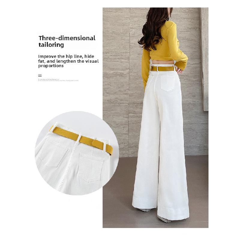 2026 New High-Waisted Wide-Leg Flared Jeans for Women, Loose Fit, Draped, Floor-Length Pants