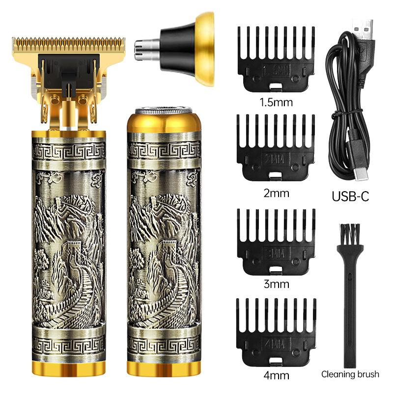 New multi-use mini portable electric shaver hair clipper nose hair trimmer beauty trim set plate dragon and phoenix hair clipper