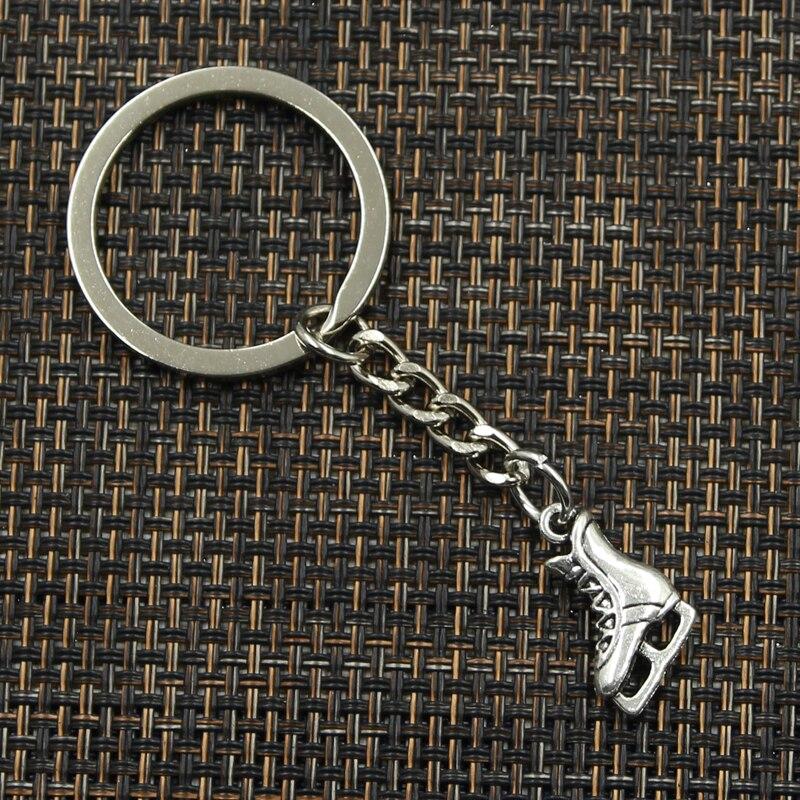 Fashion 30mm Key Ring Metal Key Chain Keychain Jewelry Antique Plated Ice Skates Shoes 17x12mm Pendant