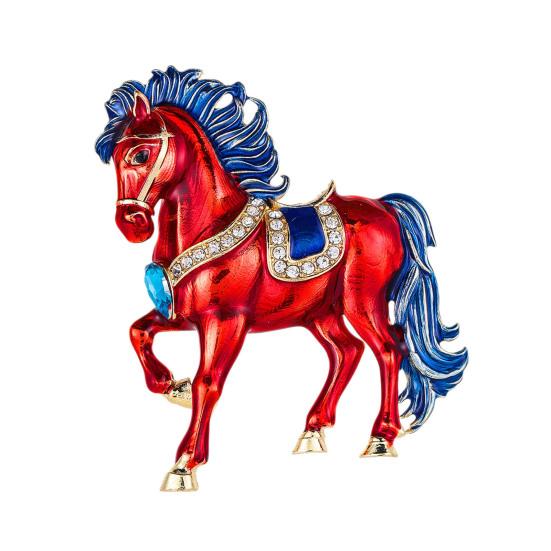 Brooch Pin Sparkling Rhinestones Inlaid Horse Design Pin Sweaters Hats Bags Collar Brooch Outfit Accessory