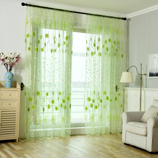 Window Voile Bright-colored Widely Applied Soft Texture Elegant Floral Printing Window Tulle Curtain for Living Room