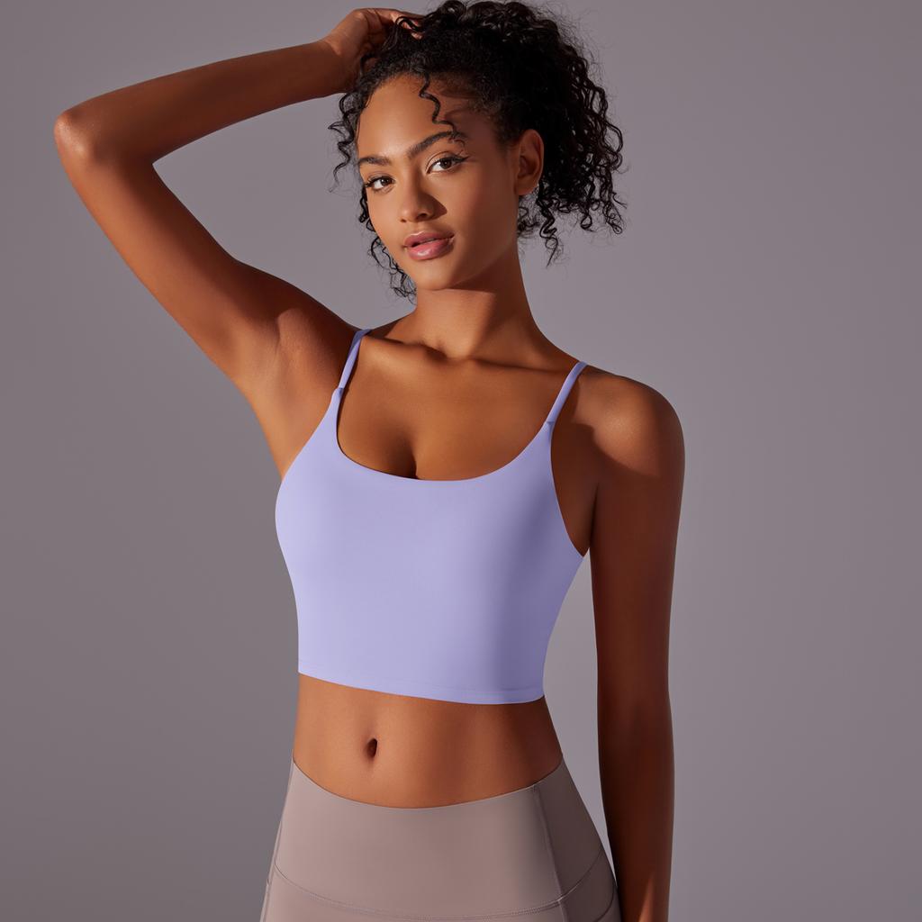 Auroth Sleeveless Sports Vest Women Shockproof Yoga Bra Push Up Gym Workout Crop Top Solid Color Fitness Top