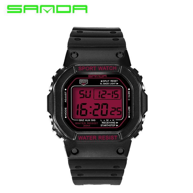 Sanda Multifunctional Waterproof Luminous Square Sport Watch - Fashionable Student Wristwatch