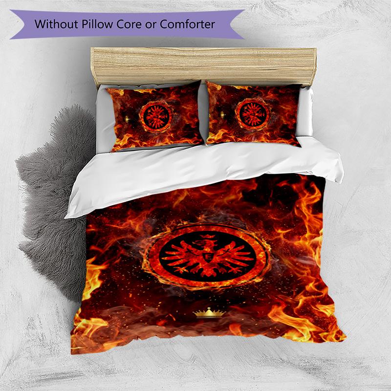 Eintracht Frankfurt Football Printed 3 Pieces Bedding Set, Comfortable Skin Friendly Bedroom Duvet Cover Set