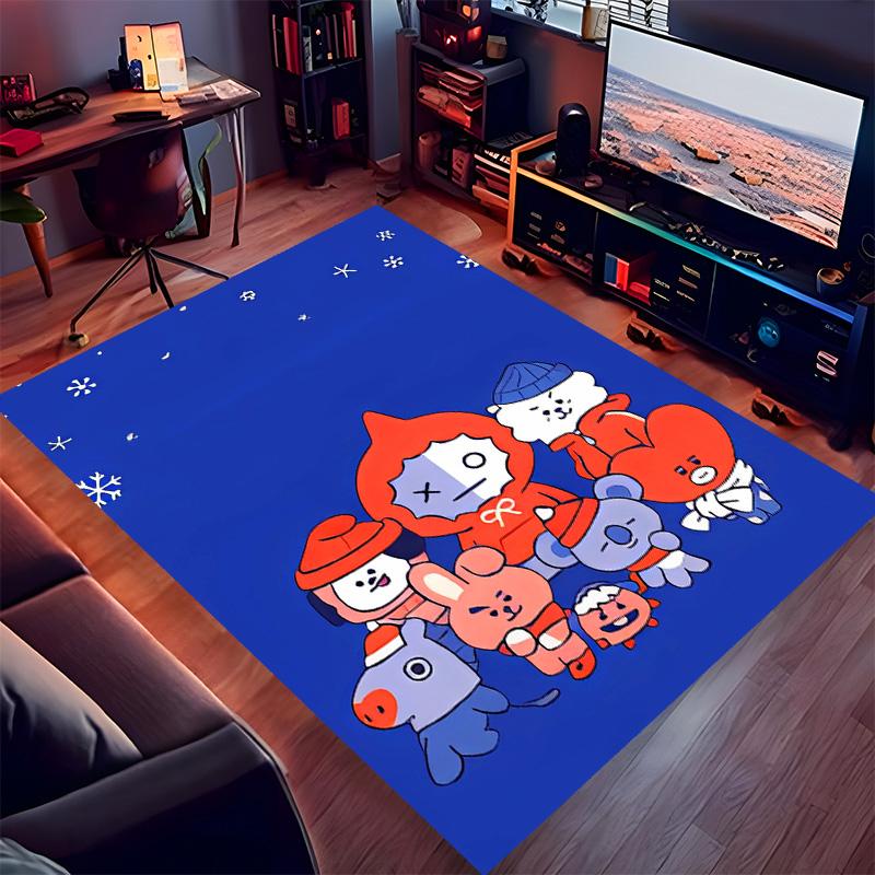 BT21 characters Printed Absorbent Washable Carpet, Non-Slip Bathroom Mats, Kitchen Rugs, Yoga Mat,Living Room Entrance, Camping Picnic Rugs