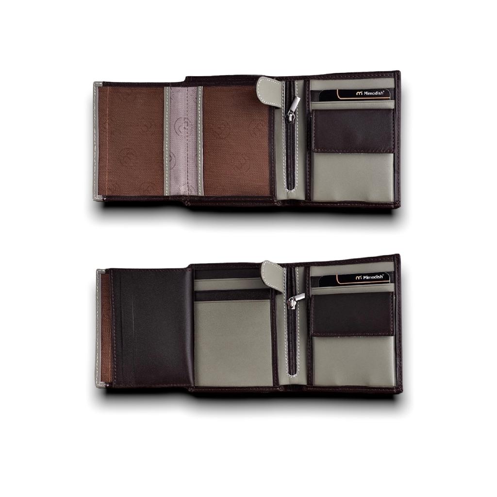 Роскошный мужской кошелек цвета хаки Camel с монетными глазами