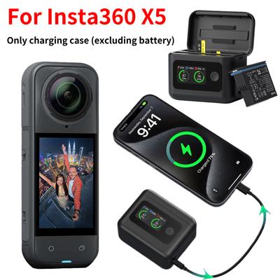 Для Insta360 X5 Чехол для быстрой зарядки Двухслотовый Портативный Бокс для зарядки аккумуляторов Зарядное устройство Бокс для хранения Аксессуары для экшн-камеры