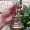 1PCS Craftsmanship Tibetan White Copper Diamond Bell and Pestle Precision Nine Leg Bell Feng Shui Ornament