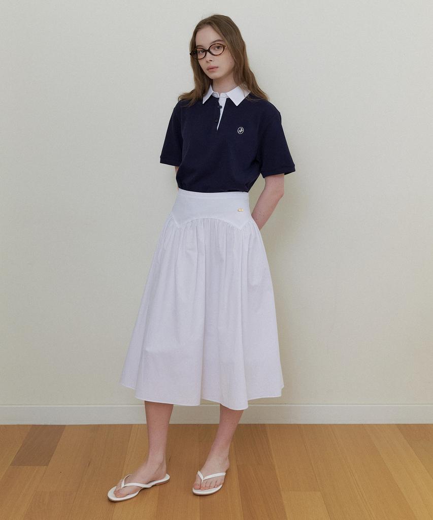 The Penny May Shirring Skirt - Ivory