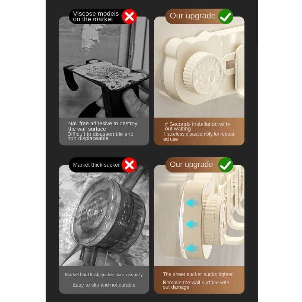 Wall Mounted Suction Cup Door Rear Hook 6 Hooks Coat Hanger Bathroom Towel Rack  Kitchen