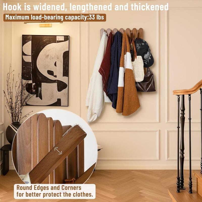 Wall Coat Rack for Entryway,Wooden Modern Heavy Duty Retractable Wall Mounted for Hallway Bathroom Bedroom for Hanging Jacket Towel Backpack Bag