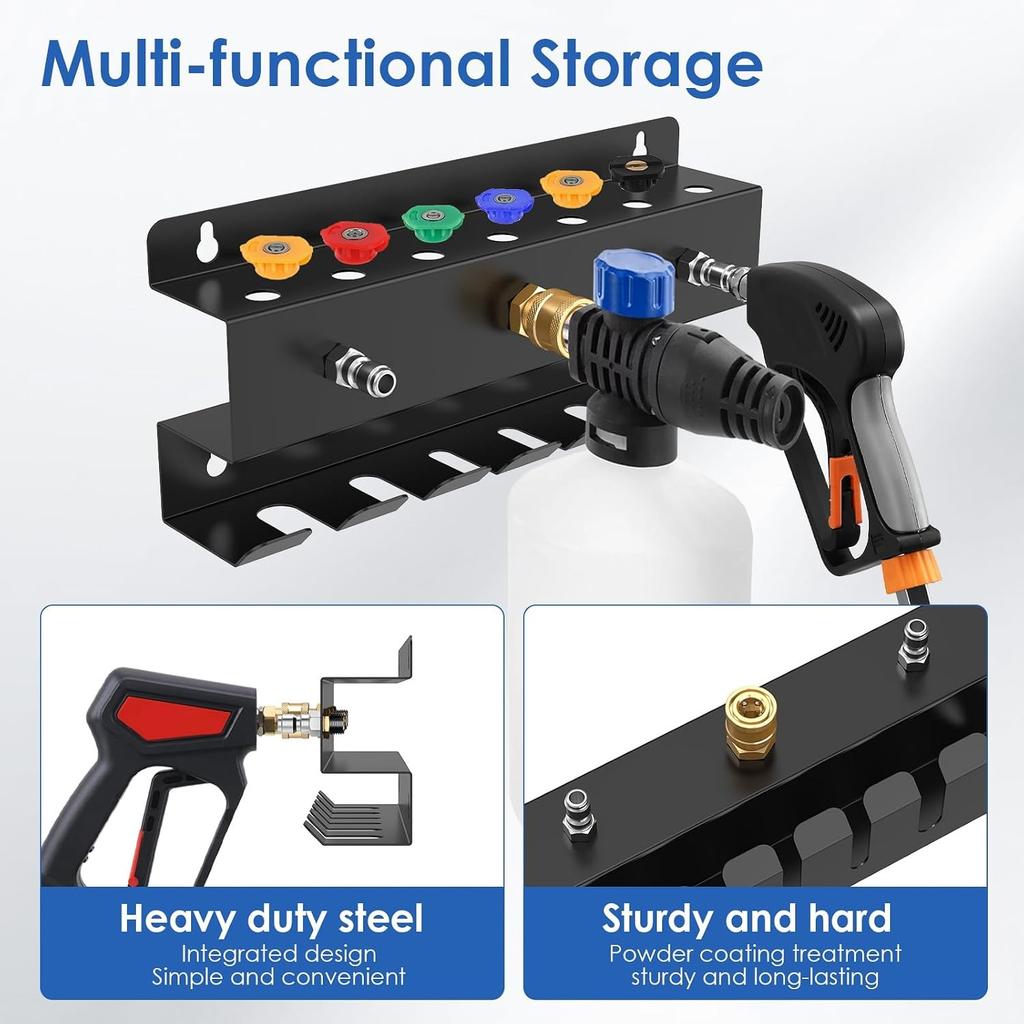 Pressure Washer Gun Holder Wall Mount Foam Cannon Holder 28.5 x 12 x 5 cm Car Wash Accessories Organizer for Wand Nozzle Tip